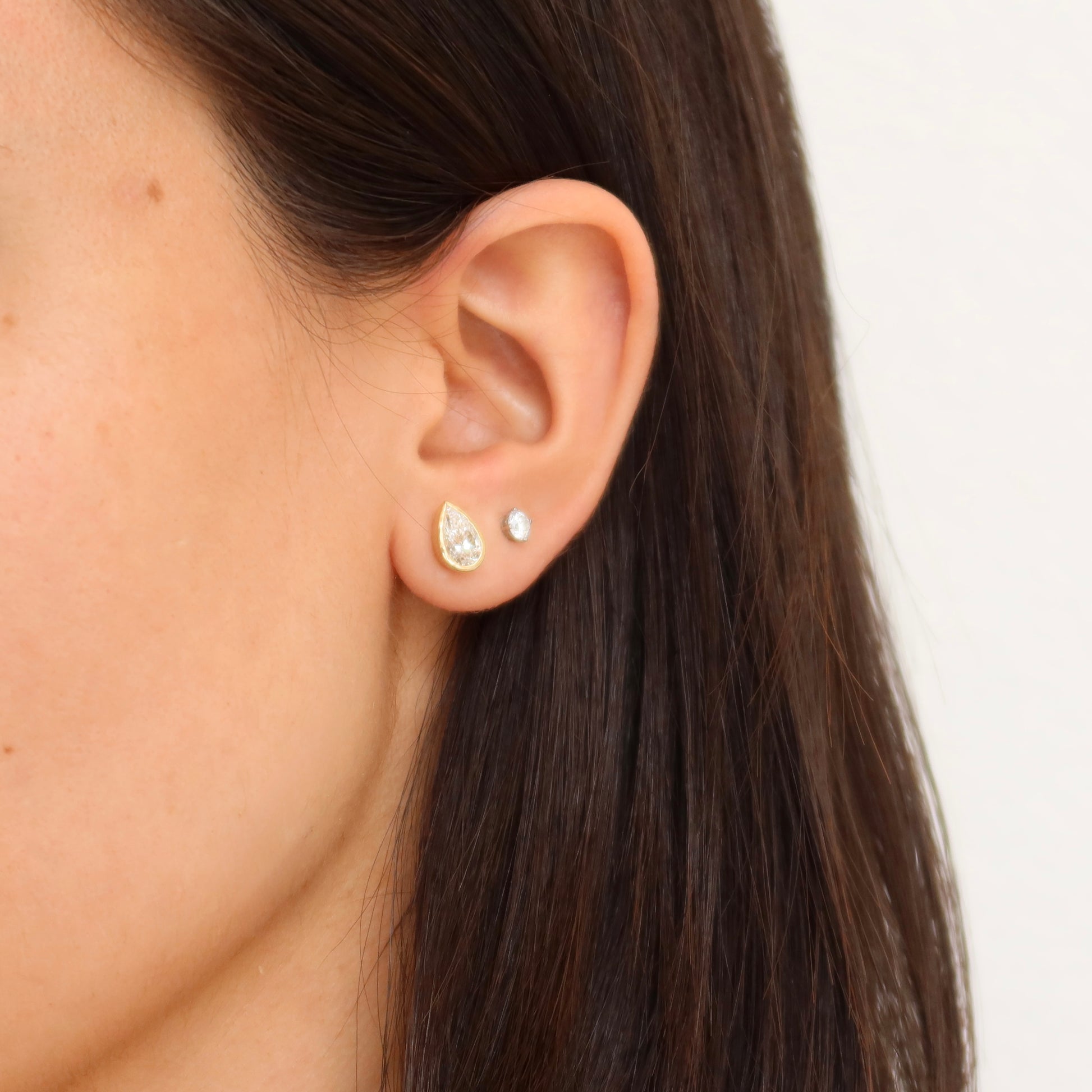 Pear Bezel Studs 2.00 ct