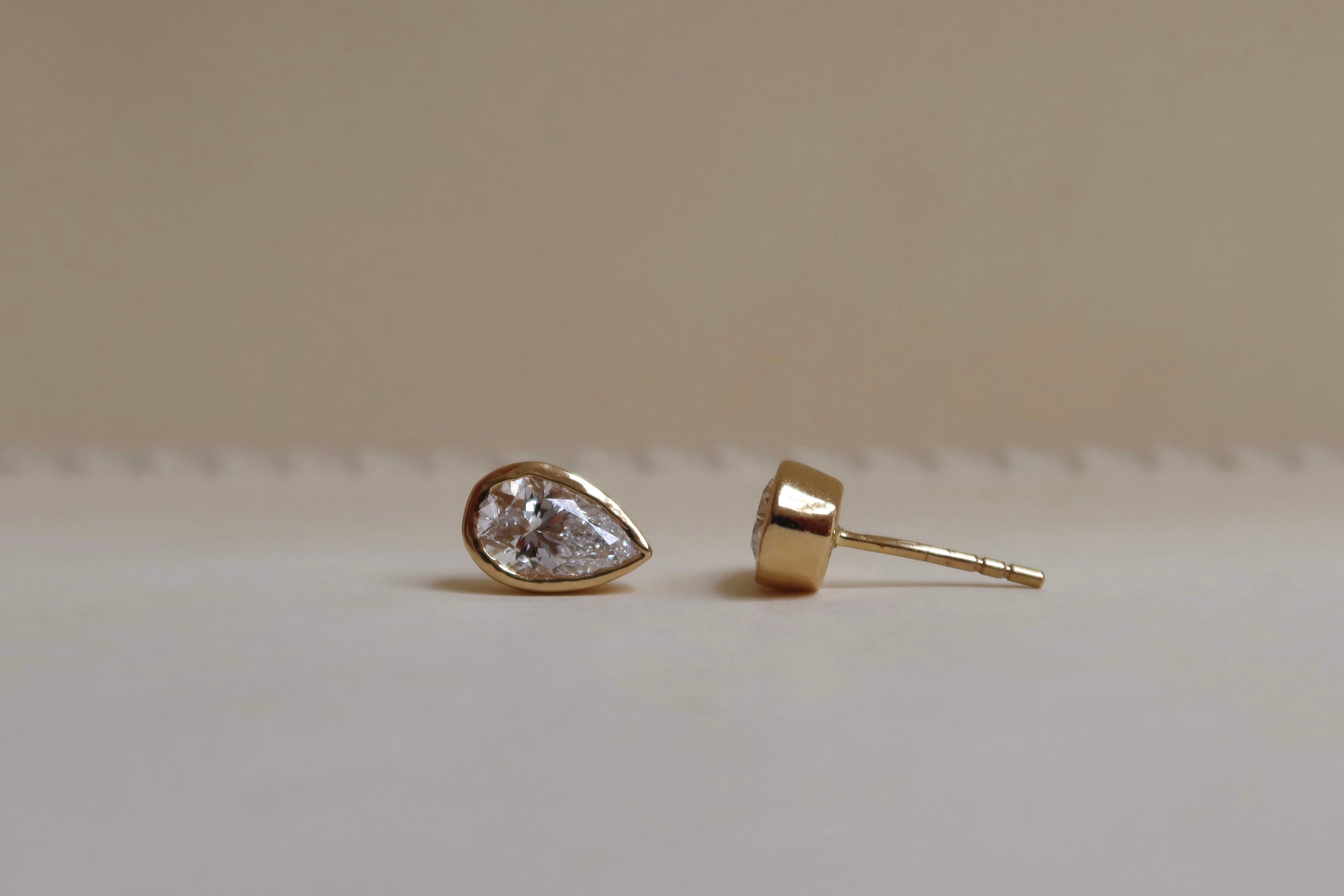 Pear Bezel Studs 2.00 ct