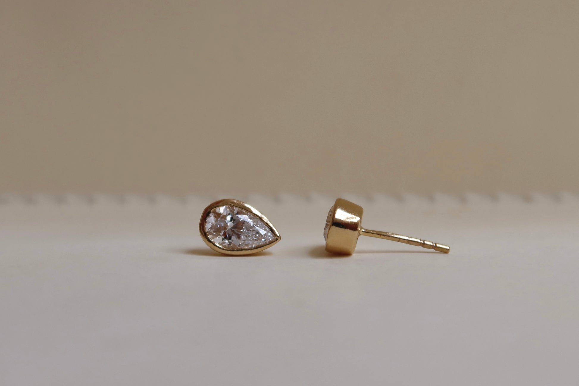 Pear Bezel Studs 2.00 ct