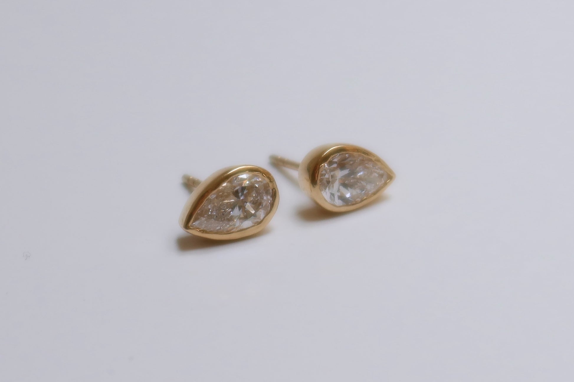 Pear Bezel Studs 2.00 ct