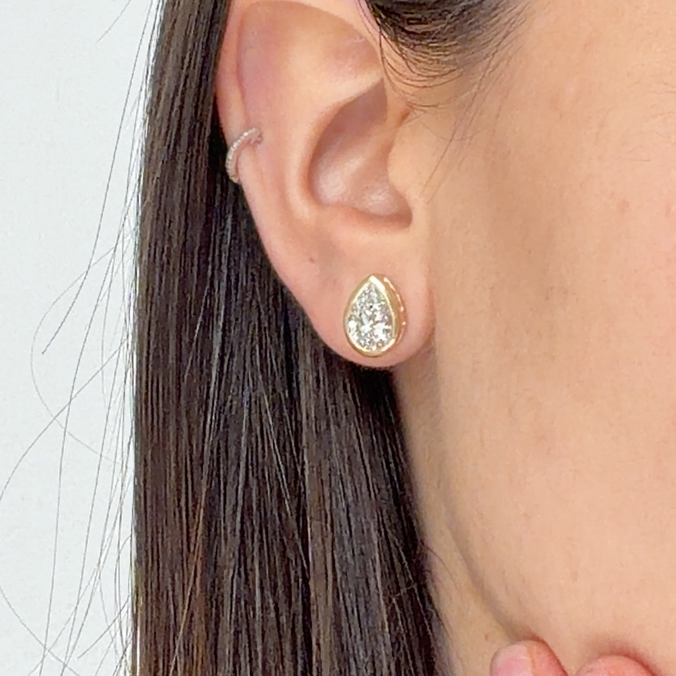 Pear Bezel Studs 3.00 ct