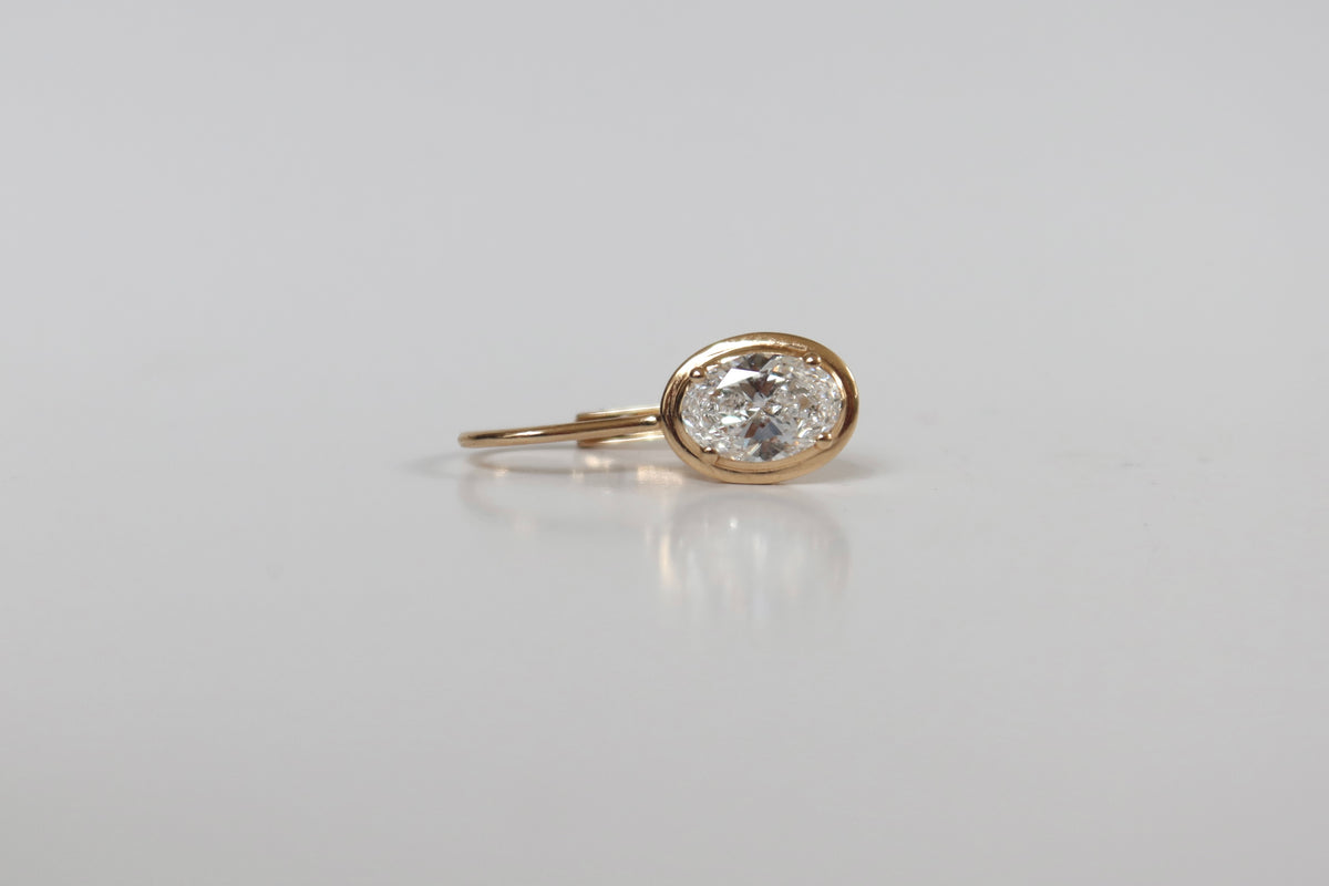 Oval Bezel Drop Earrings