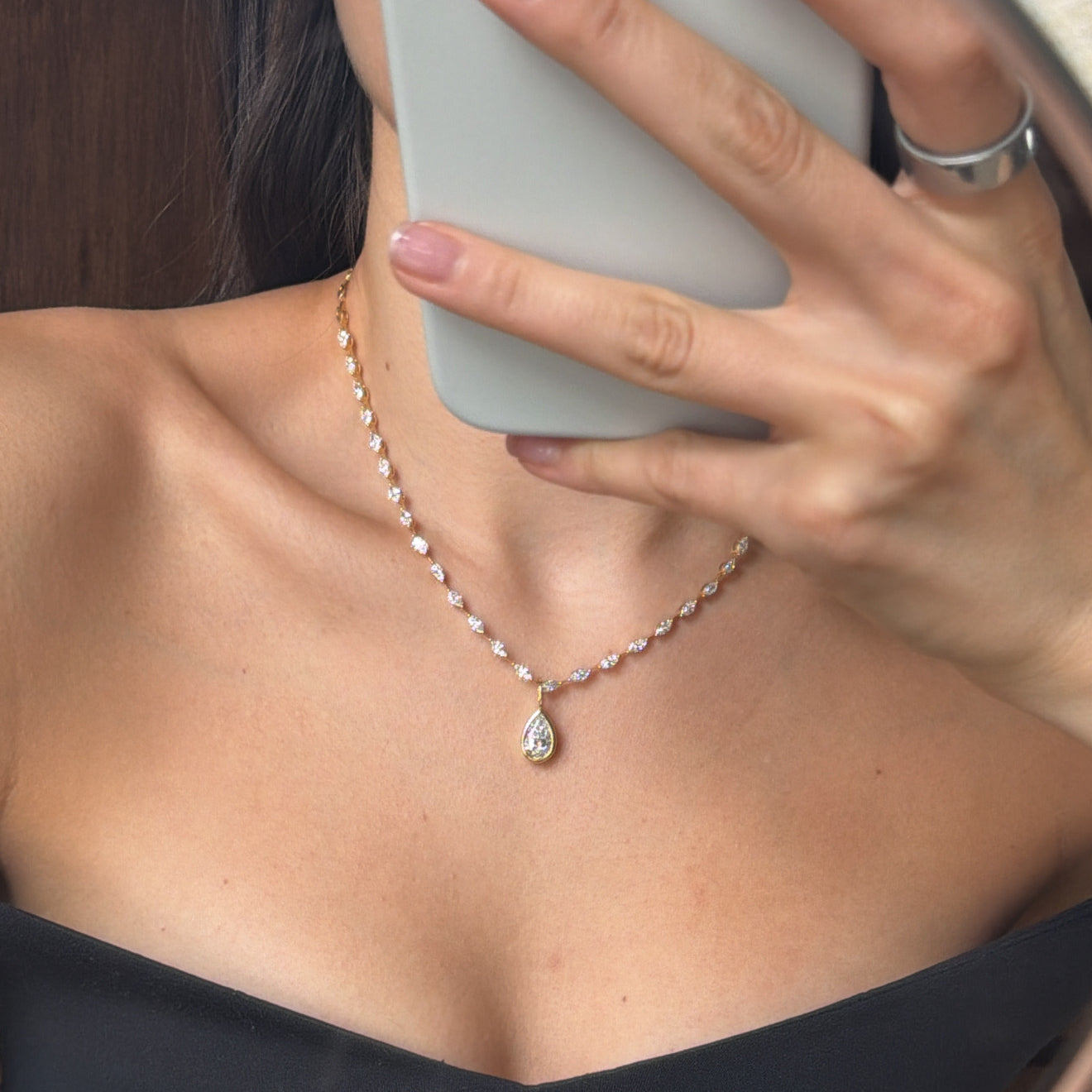 Pear Bezel Charm
